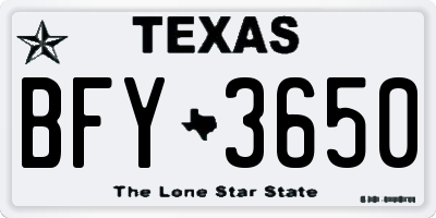 TX license plate BFY3650