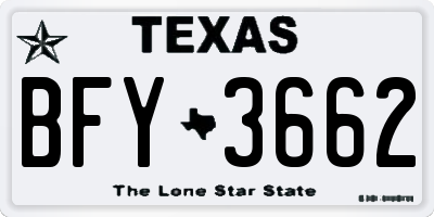 TX license plate BFY3662