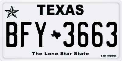 TX license plate BFY3663