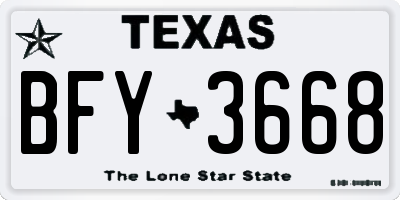 TX license plate BFY3668