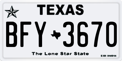 TX license plate BFY3670