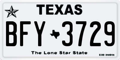 TX license plate BFY3729