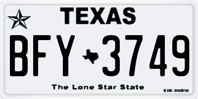TX license plate BFY3749