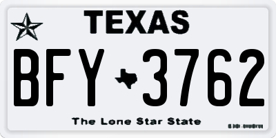 TX license plate BFY3762