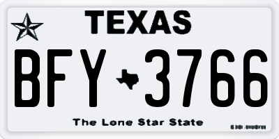 TX license plate BFY3766