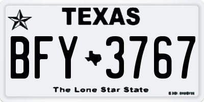 TX license plate BFY3767