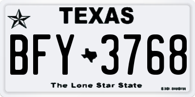 TX license plate BFY3768