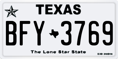 TX license plate BFY3769