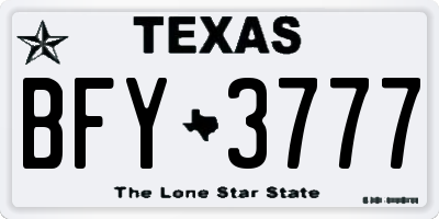 TX license plate BFY3777