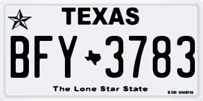 TX license plate BFY3783