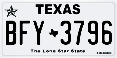 TX license plate BFY3796