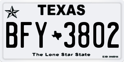 TX license plate BFY3802