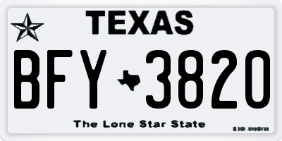 TX license plate BFY3820