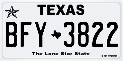 TX license plate BFY3822