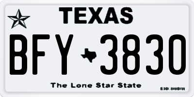 TX license plate BFY3830