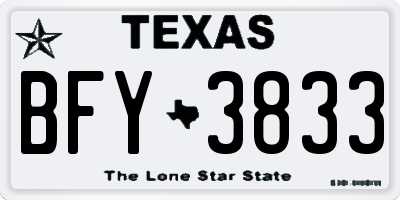 TX license plate BFY3833