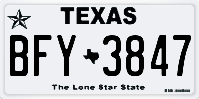 TX license plate BFY3847