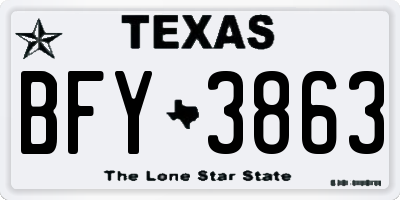 TX license plate BFY3863