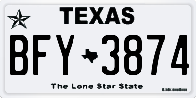 TX license plate BFY3874