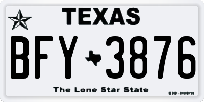 TX license plate BFY3876