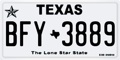 TX license plate BFY3889