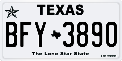 TX license plate BFY3890