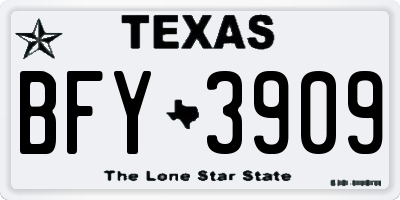 TX license plate BFY3909