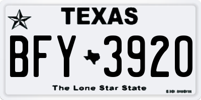 TX license plate BFY3920