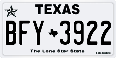 TX license plate BFY3922