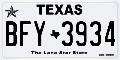 TX license plate BFY3934