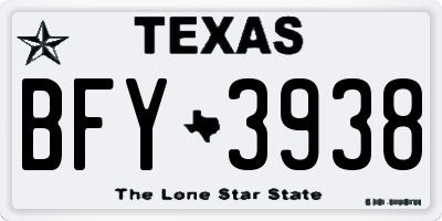 TX license plate BFY3938