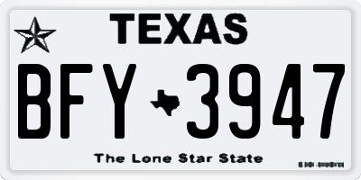 TX license plate BFY3947