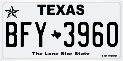 TX license plate BFY3960