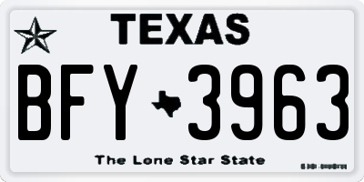 TX license plate BFY3963