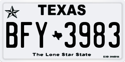 TX license plate BFY3983