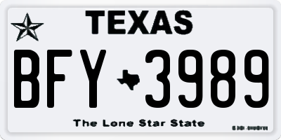 TX license plate BFY3989