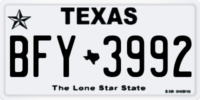TX license plate BFY3992
