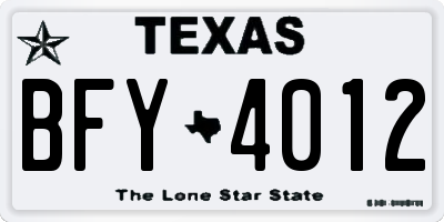 TX license plate BFY4012