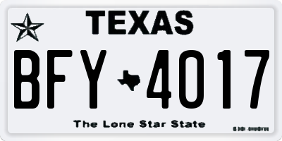 TX license plate BFY4017