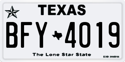 TX license plate BFY4019