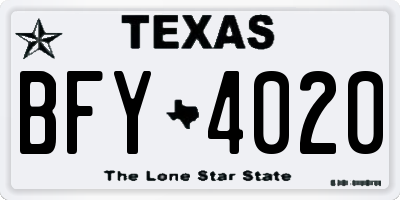 TX license plate BFY4020