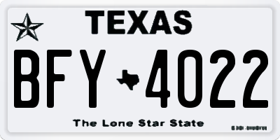TX license plate BFY4022
