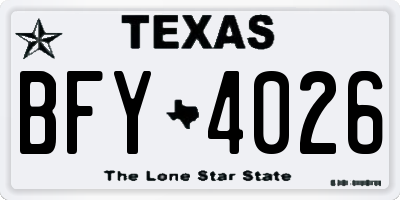 TX license plate BFY4026