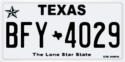 TX license plate BFY4029