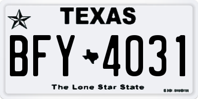 TX license plate BFY4031