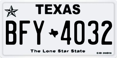 TX license plate BFY4032