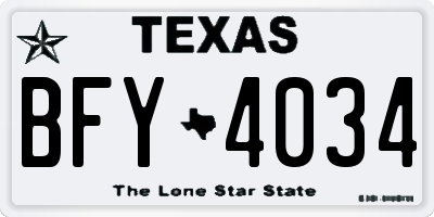 TX license plate BFY4034