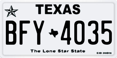 TX license plate BFY4035