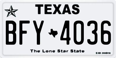 TX license plate BFY4036