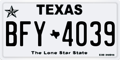TX license plate BFY4039